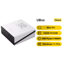CHUWI UBox Mini PC - Ryzen 5 6600H, 16GB DDR5, 512GB SSD, Win 11 Pro, 4K@144Hz, WiFi 6, BT 5.2
